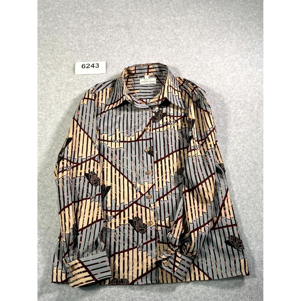 Styled by Albert Lewis‎ Shirt Womens 16 Multicolor Printed Collared Button Up